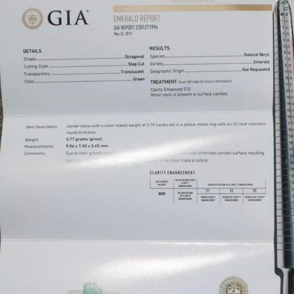 GIA Cert Emerald 3.70ct Diamonds 18K Gold Ring - Picture 4 of 10